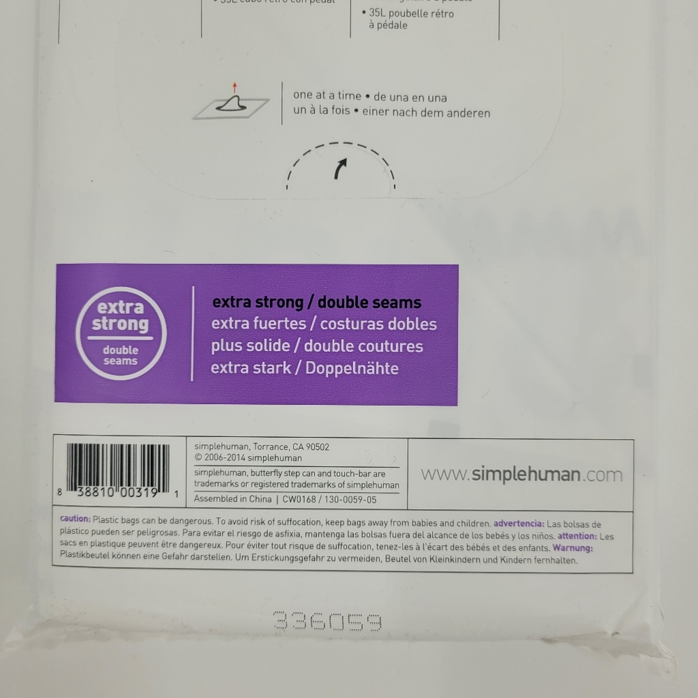 Simplehuman Code H Custom Fit Liners Drawstring Trash Bags 20 Count 30-35L NEW - Picture 8 of 8